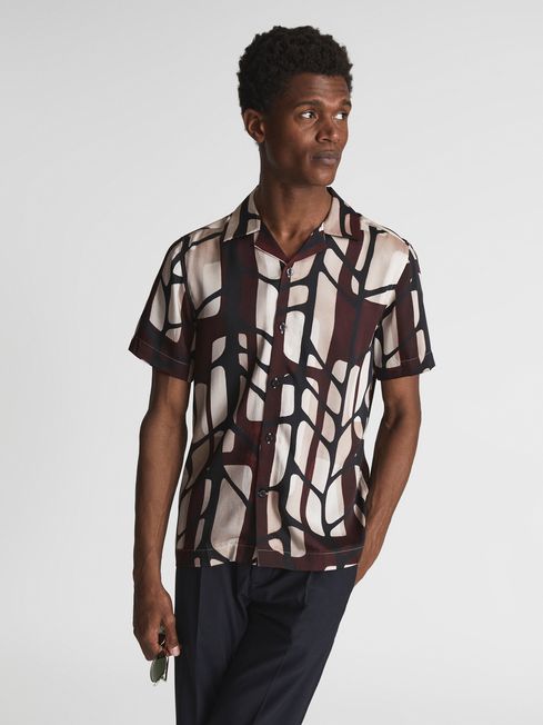 Rico Abstract Print Cuban Collar Shirt