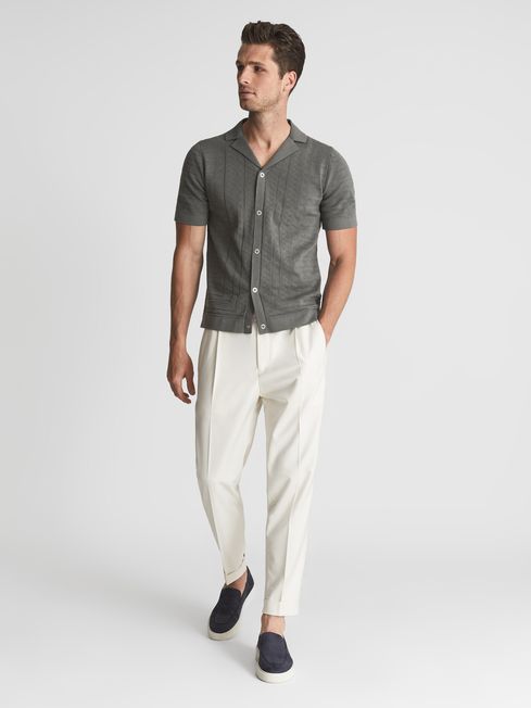 Jacob Cuban Collar Stitch Interest Polo Shirts