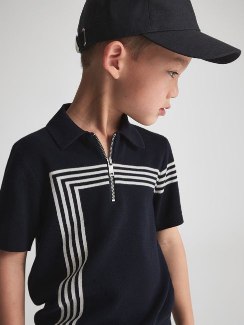 Sergant Half Zip Stripe Detail Polo T-Shirt