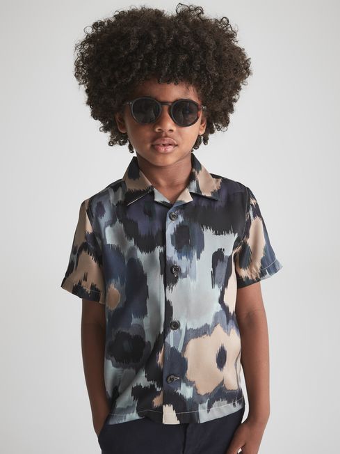 Fangio Floral Print Cuban Collar Shirt