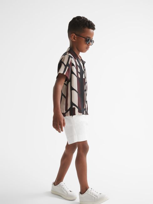 Rico Abstract Print Cuban Collar Shirt