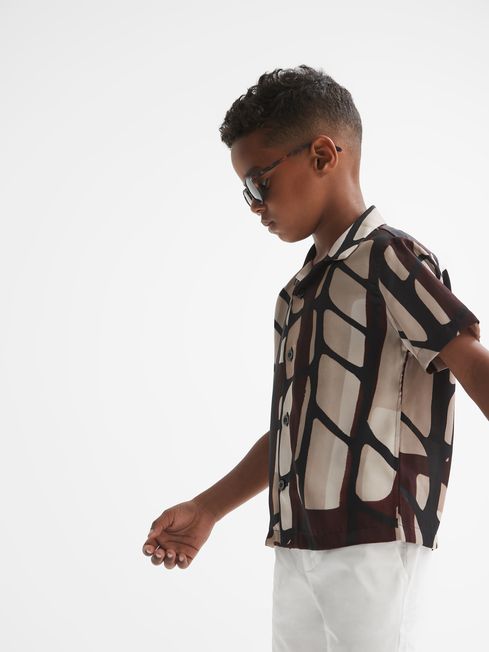 Rico Abstract Print Cuban Collar Shirt