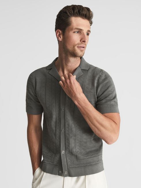 Jacob Cuban Collar Stitch Interest Polo Shirts