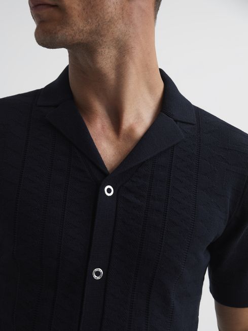 Jacob Cuban Collar Stitch Interest Polo Shirts