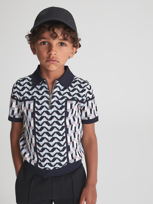Egon Half Zip Geometric Polo T-Shirt