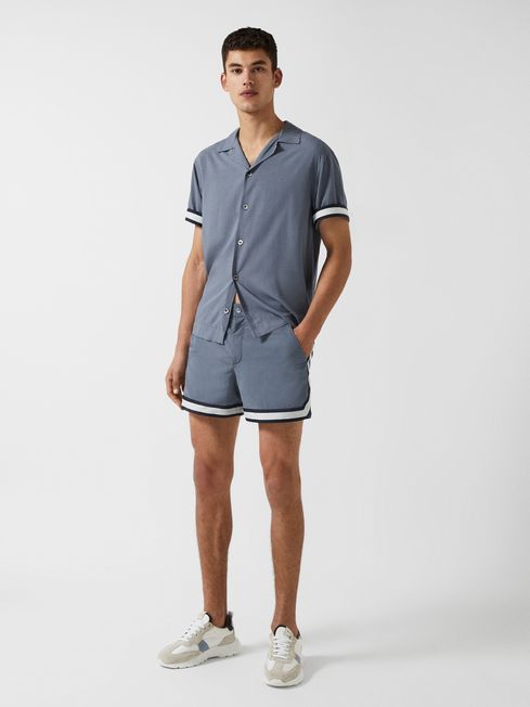 Baller - Che Contrast Stripe Elasticated Waist Swim Shorts