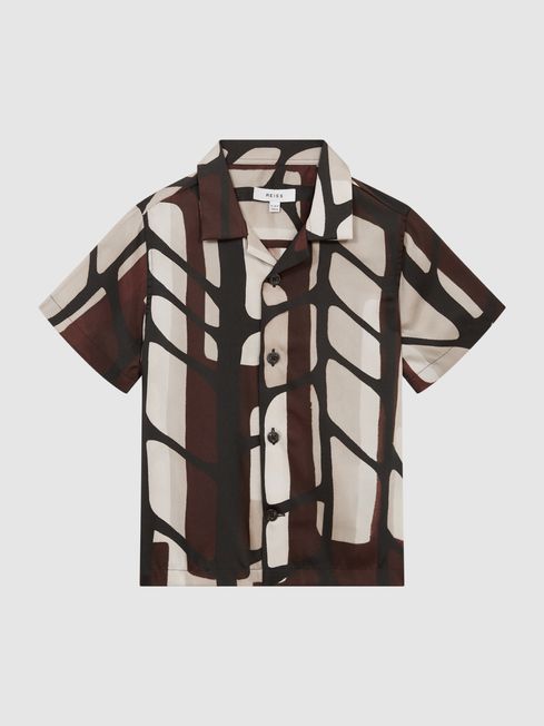 Rico Abstract Print Cuban Collar Shirt