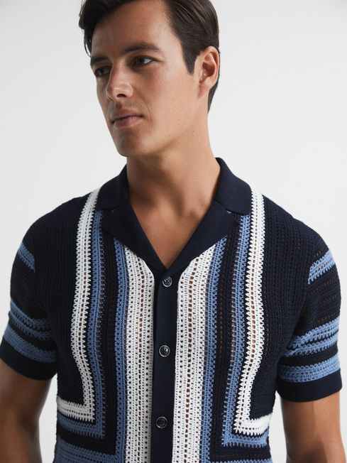 Ronan Cuban Collar Textured Detail Shirt
