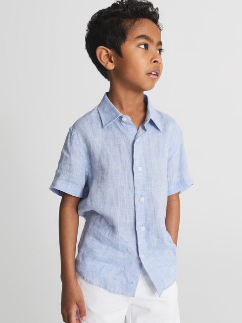 Holiday Junior Short Sleeve Linen Shirt