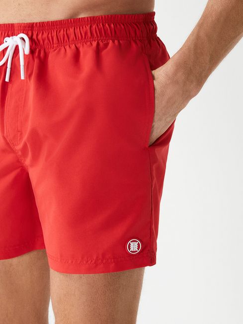 Wave Plain Drawstring Swim Shorts