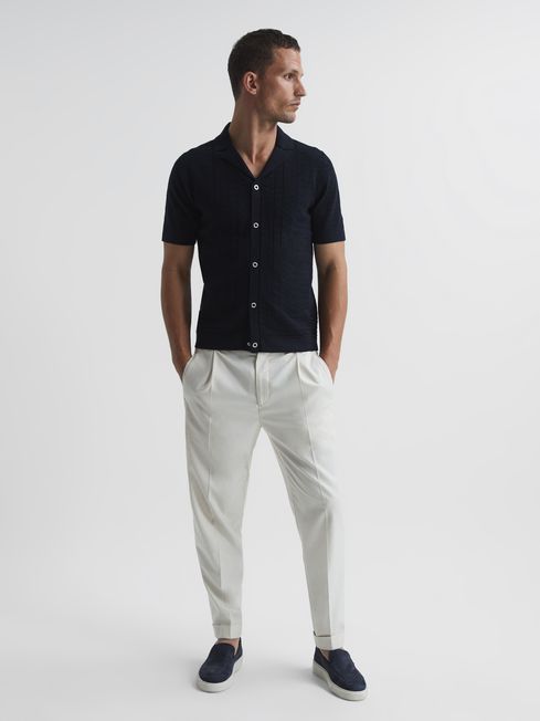 Jacob Cuban Collar Stitch Interest Polo Shirts