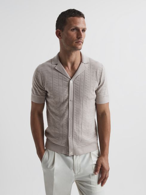 Jacob Cuban Collar Stitch Interest Polo Shirts