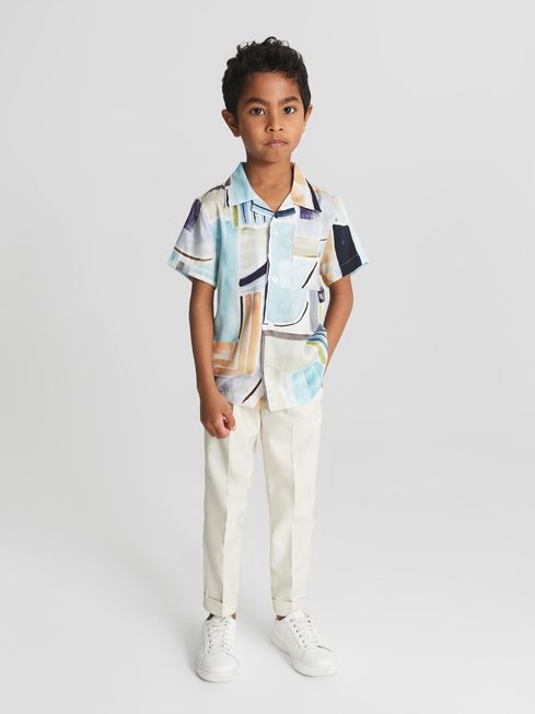 Lexi Junior Cuban Collar Painted Print Shirt