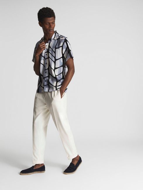 Rico Abstract Print Cuban Collar Shirt