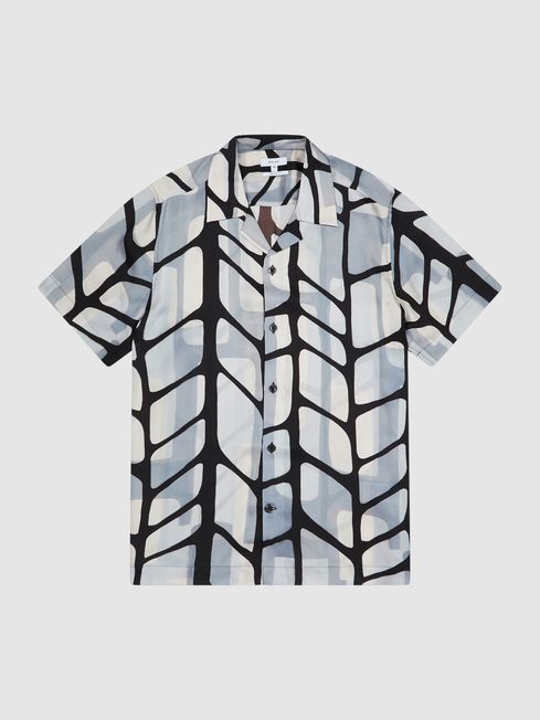 Rico Abstract Print Cuban Collar Shirt