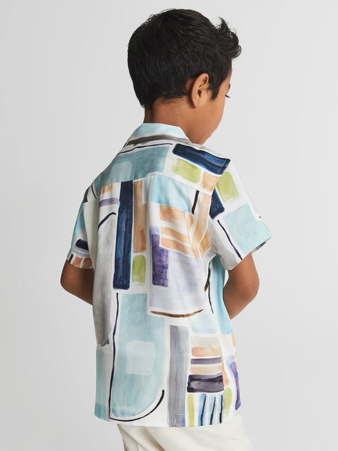 Lexi Junior Cuban Collar Painted Print Shirt