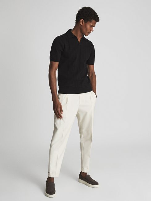 Flow Open Collar Stitch Interest Polo