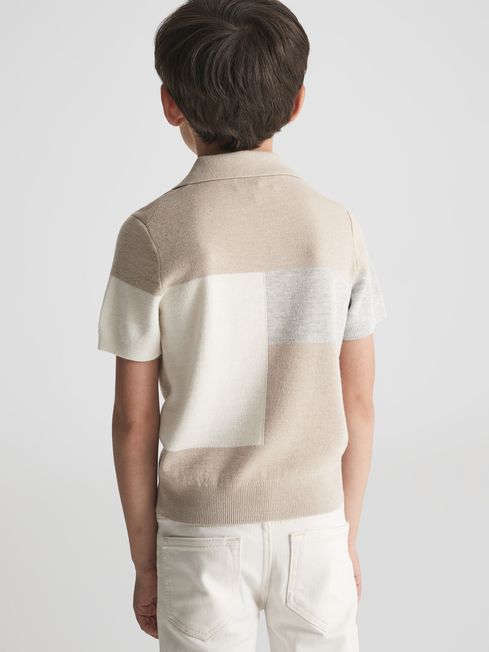 Tondo Open Collar Colourblock Polo T-Shirt