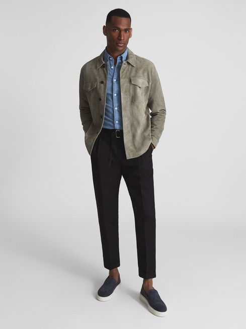 Crease Linen Belted Tapered Trousers