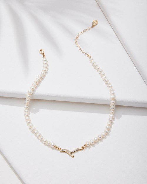 Sandy Shores Pearl and Coral Branch Necklace