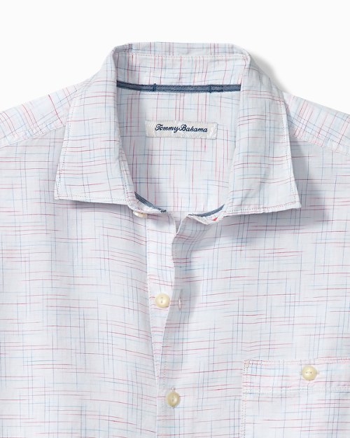 Big and Tall Sand Linen Prism Check Camp Shirt