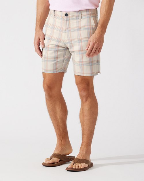 On Par My Caddie Plaid IslandZone 10-Inch Flat-Front Shorts