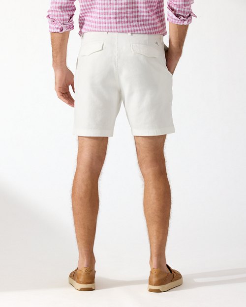 Beach Coast Linen-Blend Flat-Front 8-Inch Shorts