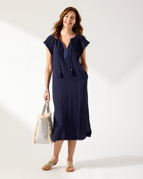 Mykonos Textured Gauze Midi Dress