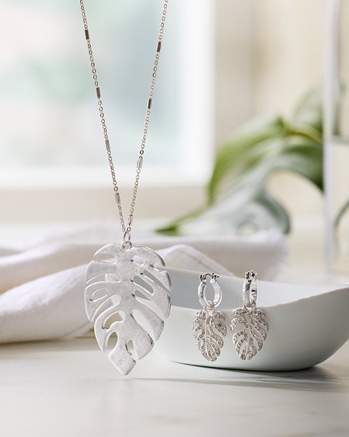 Waikiki Monstera Drop Hoop Earrings