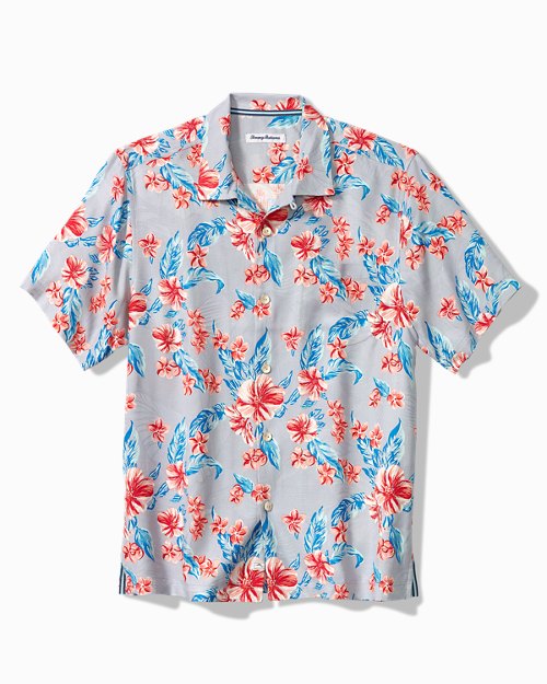 Big and Tall Cape Hibiscus Silk Camp Shirt