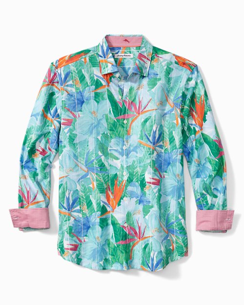 Big and Tall Barbados Breeze Airy Blooms Stretch Linen Shirt