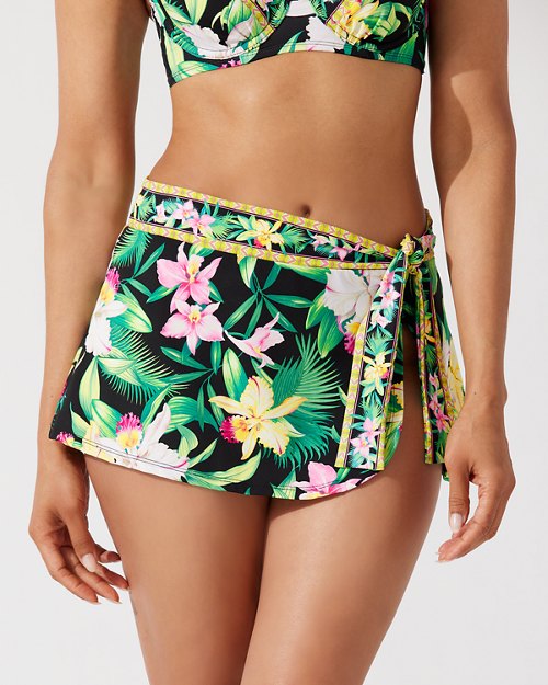 Orchid Garden Side-Tie Skirted Bikini Bottoms