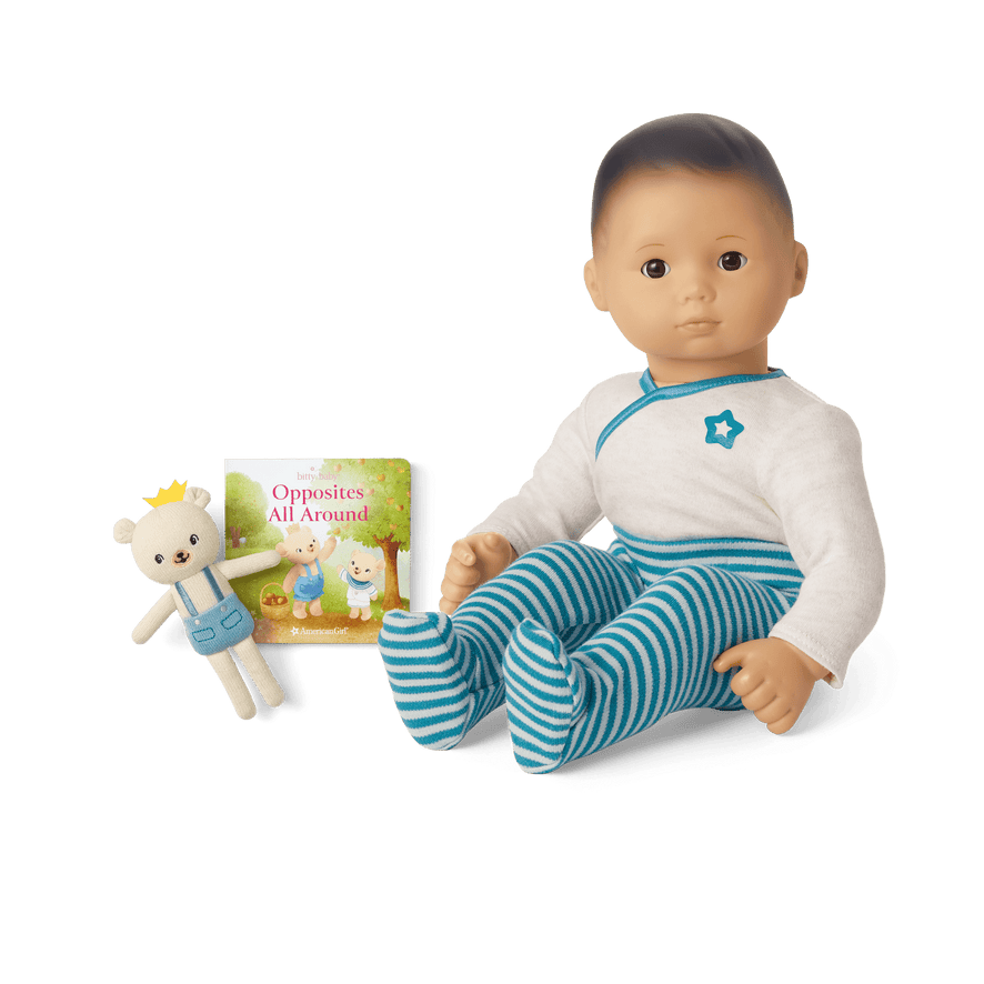 Bitty Baby&reg; Doll #4 in Soft Blue + Bear Friend & Board Book