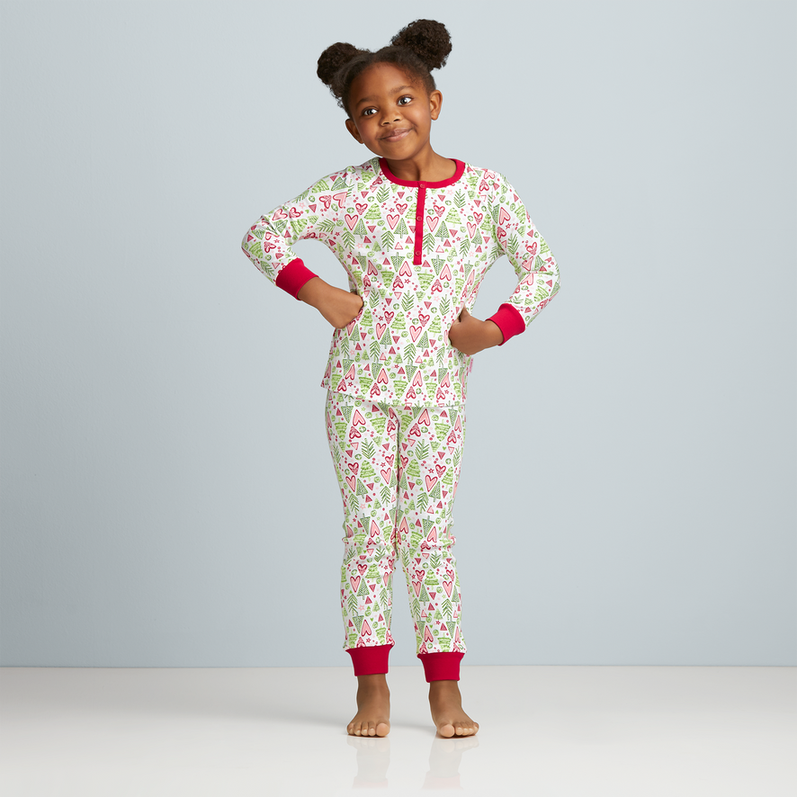 Hearts & Pines Holiday PJs for Little Girls