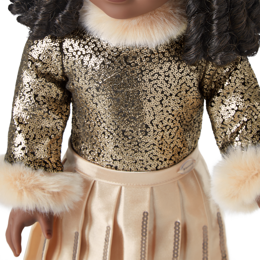 Sparkly Skirt & Fur-Trim Top for 18-inch Dolls