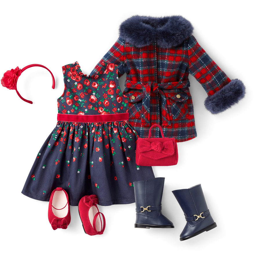 American Girl&reg; x Janie and Jack Plaid Coat & Party Dress Bundle for 18-inch Dolls