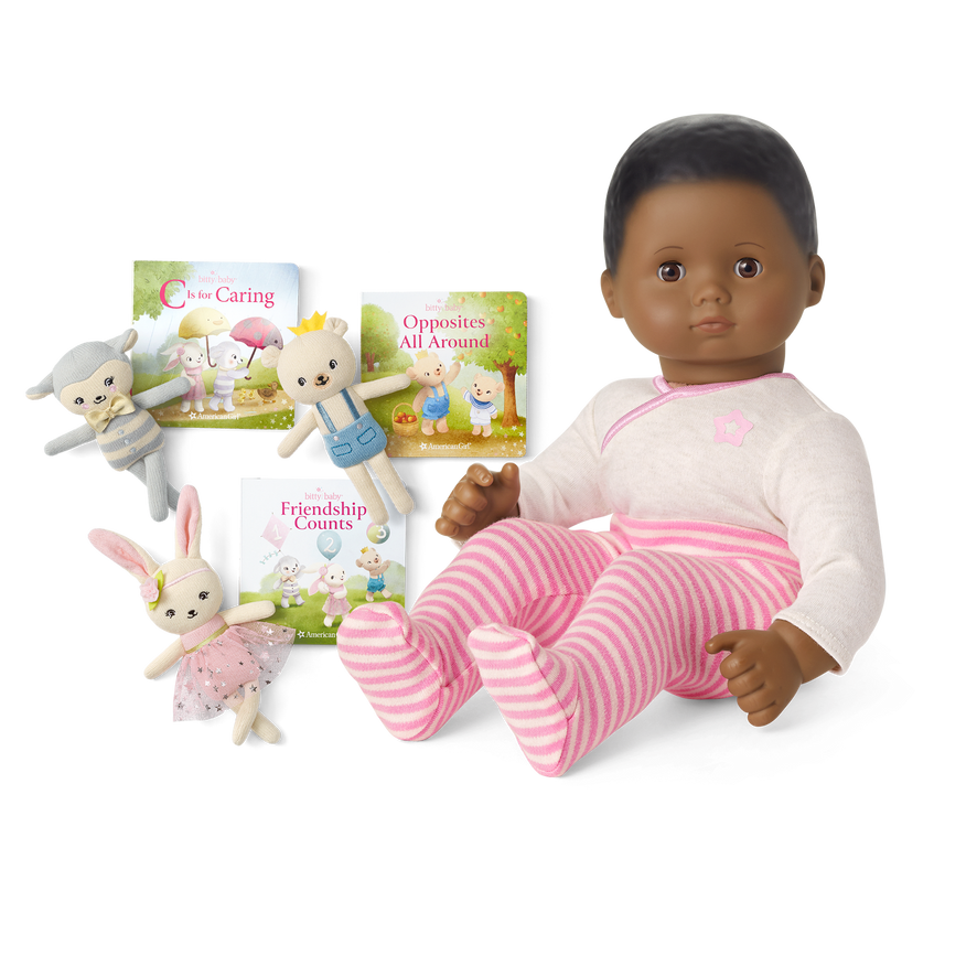 Bitty Baby&reg; Doll #1 in Pretty Pink + Plush Friends & Board Books