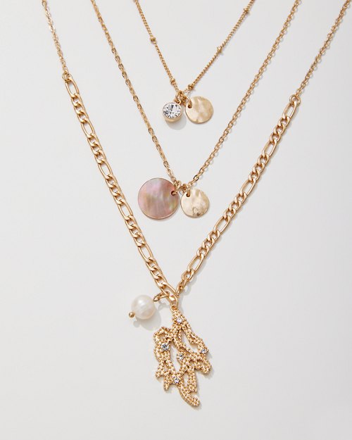 Sandy Shores Coral Branch Layered Necklace