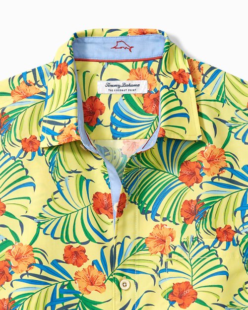 Big and Tall Coconut Point Sunny Blooms IslandZone Camp Shirt