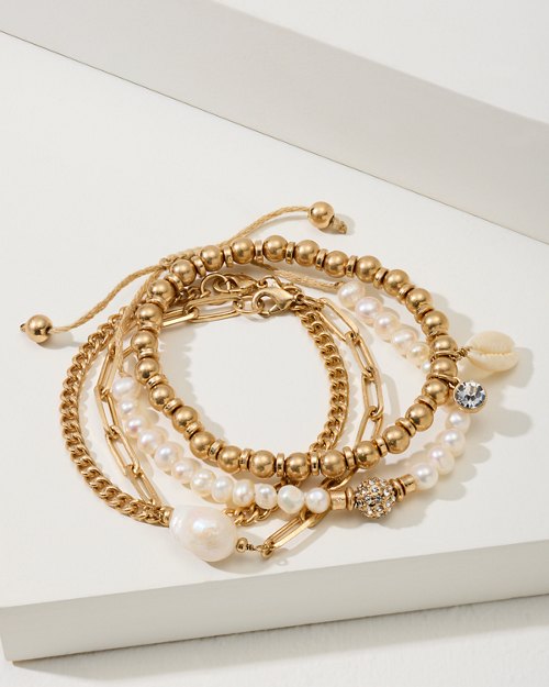 Sunny Days Pearl and Charm Bracelet Set