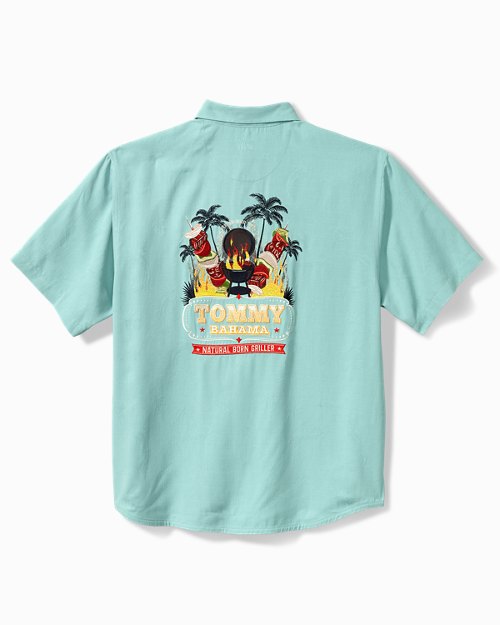Big and Tall Natural Born Griller Silk Camp Shirt