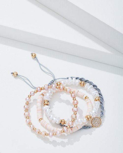 Sandy Shores Heishi and Pearl Bracelet Set