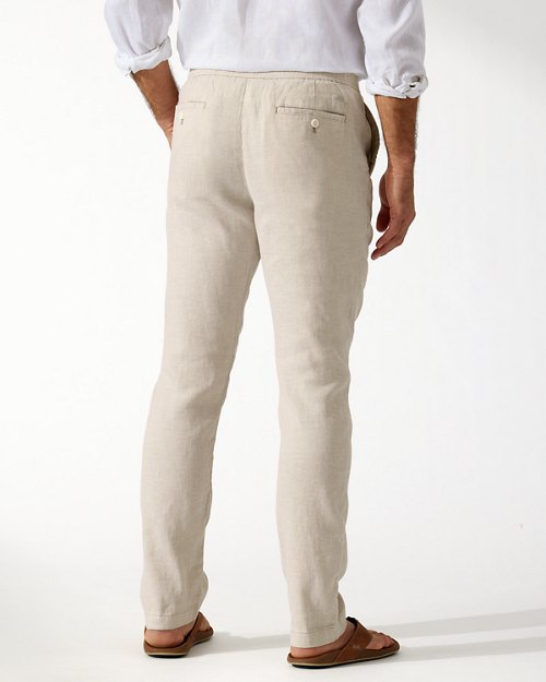Beach Coast Linen-Blend Elastic-Waist Pants