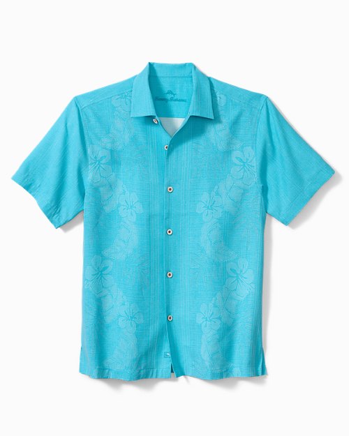 Big and Tall Bali Border Silk Camp Shirt