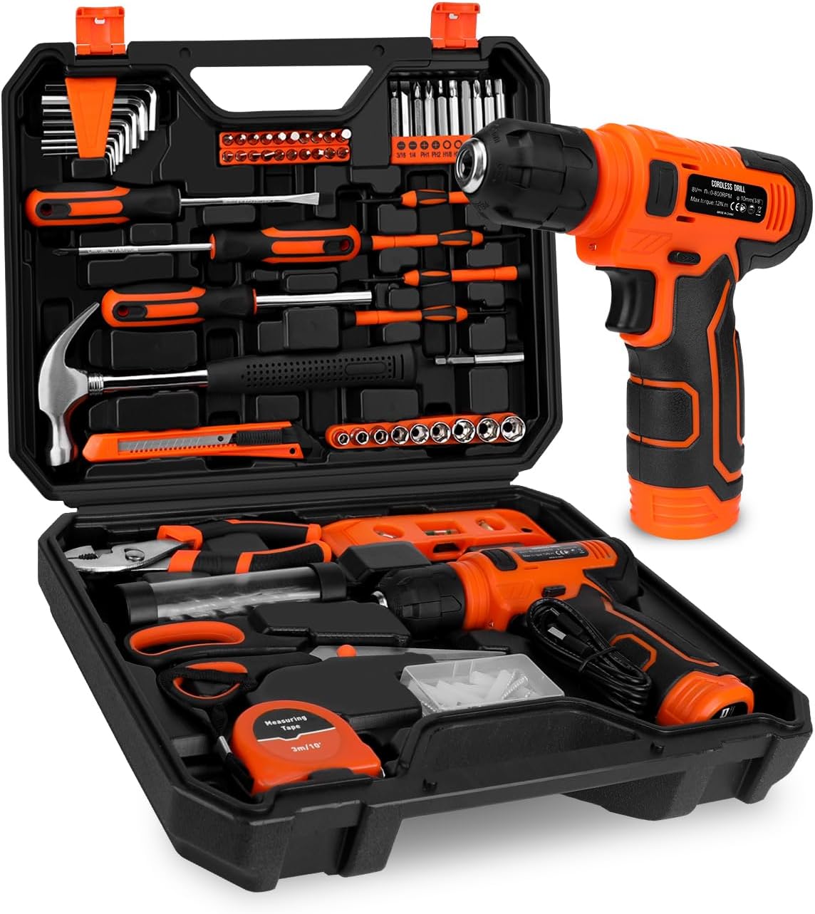 KingTool 139-Piece Tool Set with 8V Cordless Drill Driver