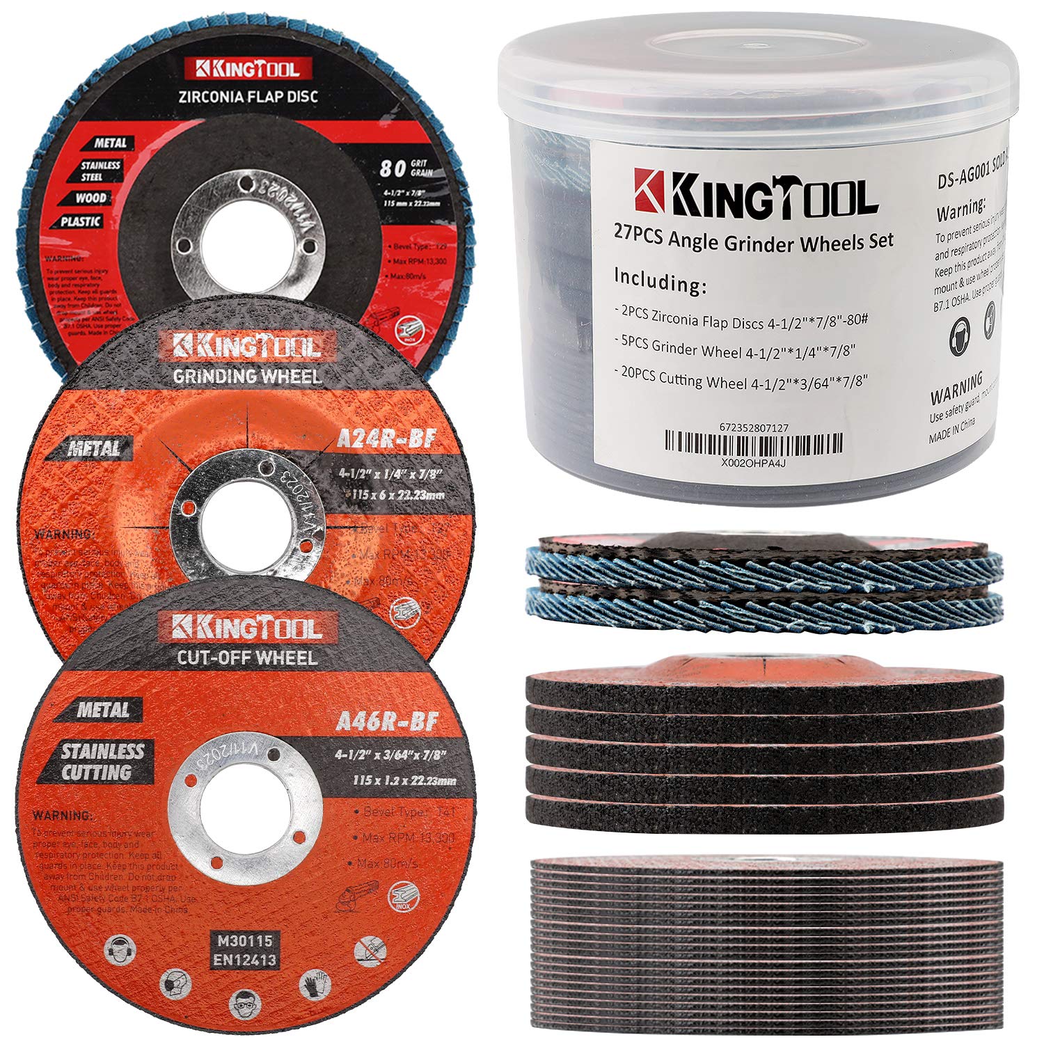 KingTool 27pcs Angle Grinder Wheel Set – 4-1/2