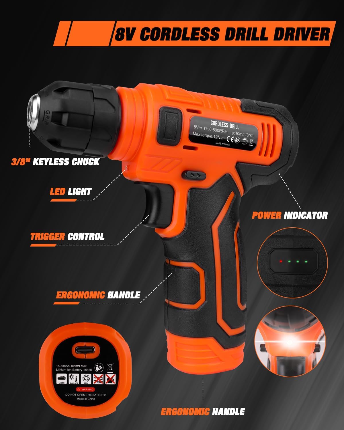 KingTool 139-Piece Tool Set with 8V Cordless Drill Driver