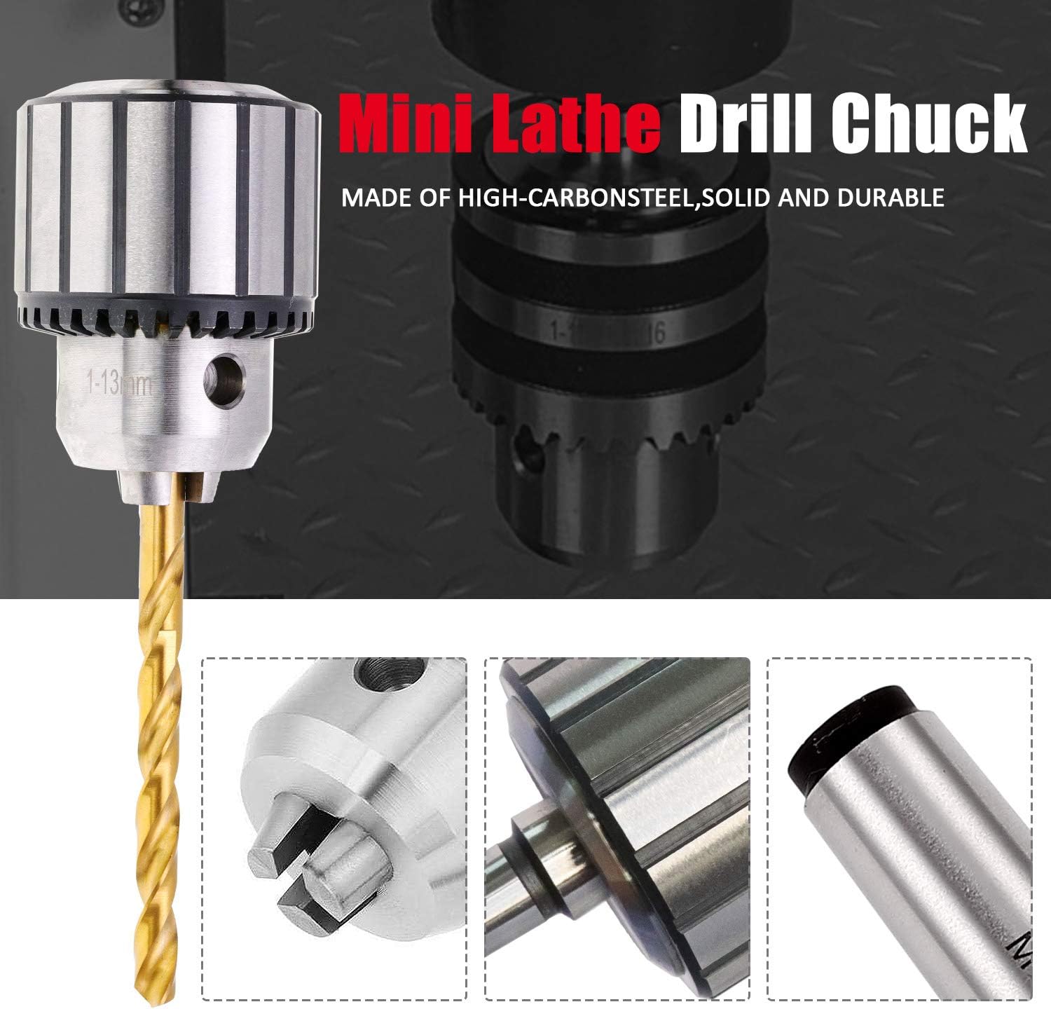 KingTool 4 Pcs Drill Chuck Set – 1/2-Inch Drill Chuck with Chuck Key, JT33-MT1 & JT33-MT2 Morse Taper Arbors