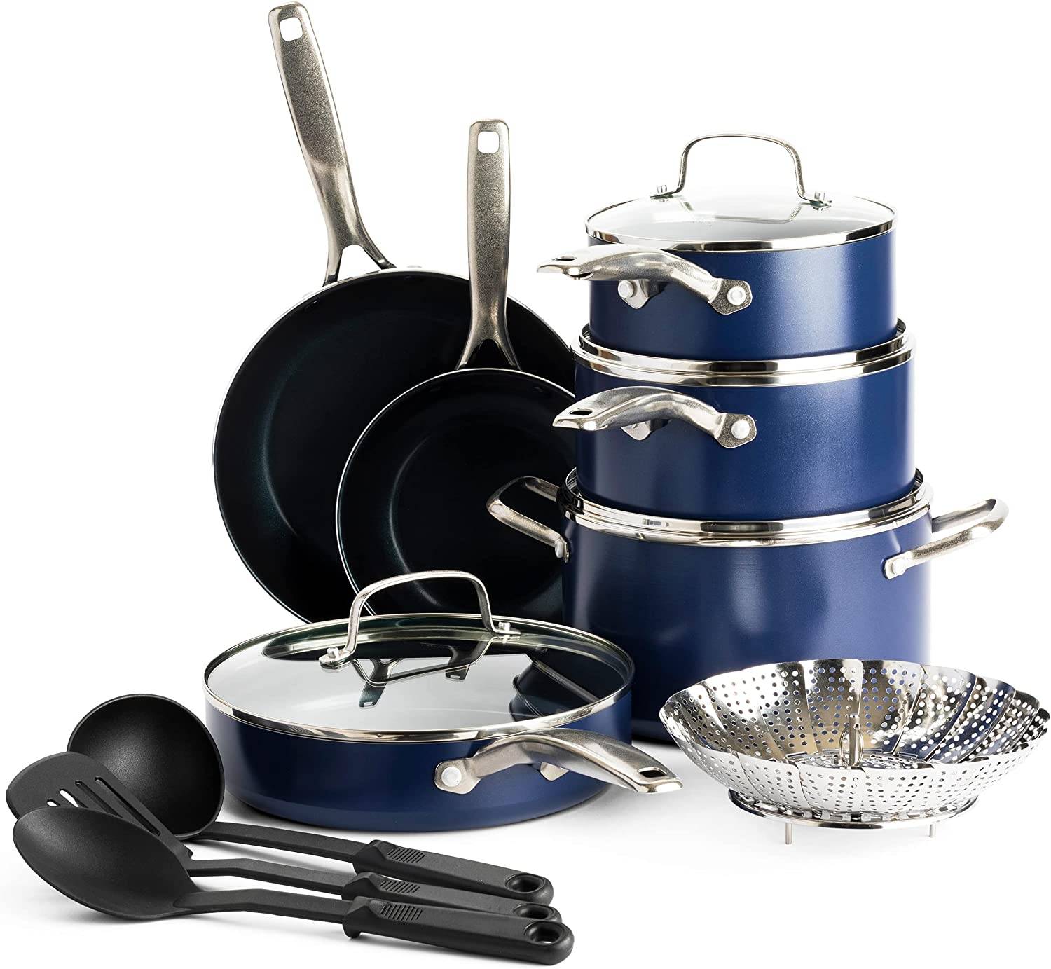 Diamond Cookware Diamond Infused Ceramic Nonstick 14 Piece Cookware