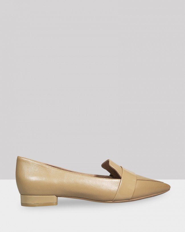 Wittner Maisy Taupe Leather Pointed Toe Loafer